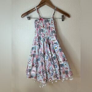 MIM-PI White Floral Patchwork Fit and Flare Dress GIRLS 5Y